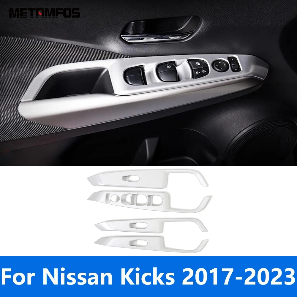 

Крышка переключателя оконного подъемника, отделка для Nissan Kicks 2017-2021 2022 2023, Матовая Внутренняя Рамка подлокотника, наклейка, аксессуары, Стайлинг автомобиля