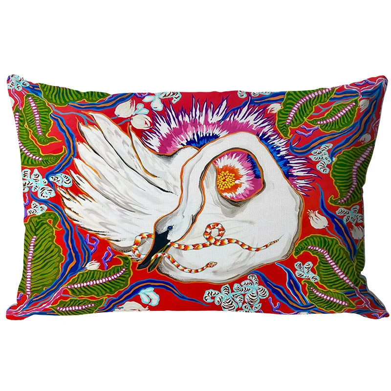 

Чехол для подушки Формасо с рисунком обезьяны и лебедя 30х50 см