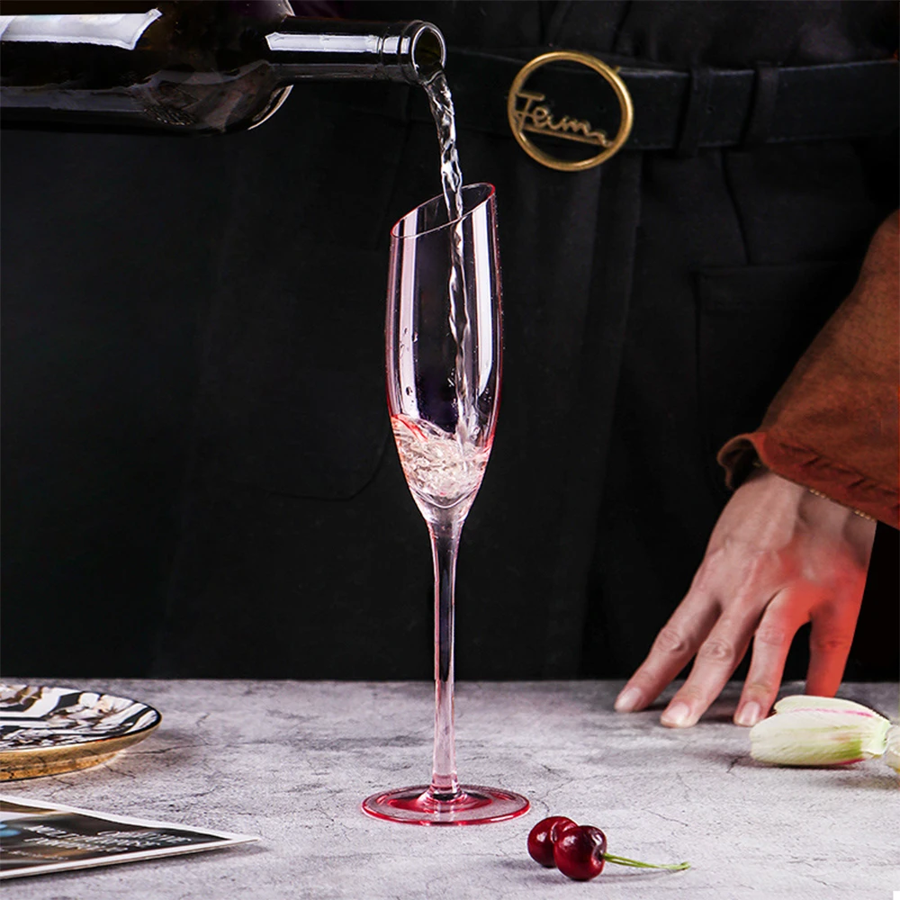 (Логотип может быть выгравирован) Розовый высококачественный хрустальный бокал