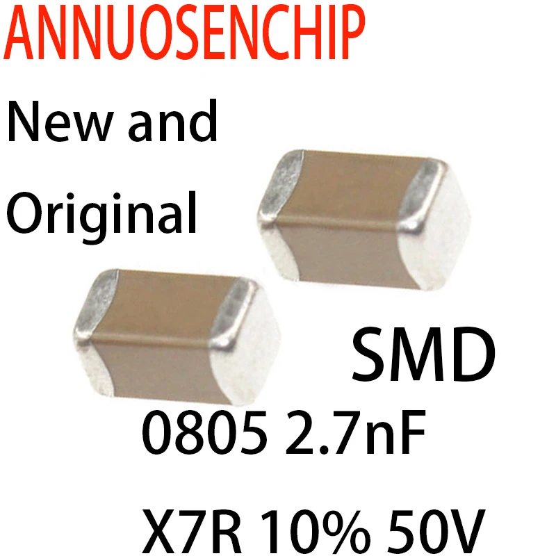 

2.7nF X7R Error 10% 50V 0805 SMD Thick Film Chip Multilayer Ceramic Capacitor free shipping