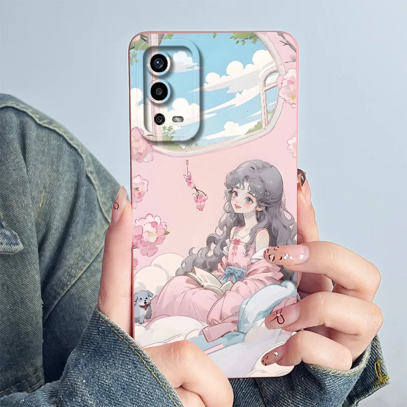 For OPPO A55 4G Phone Case CPH2325 Cover Soft Silicone Sweet Painted Shell Cartoon Funda Lovely Printed Protective Casing Coque
