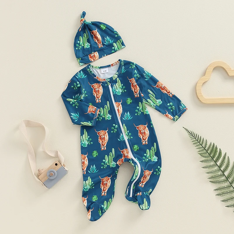 Комбинезон на молнии с длинным рукавом и принтом коровы