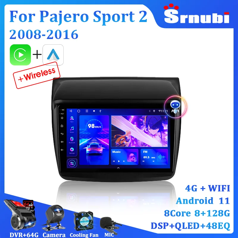 

Srnubi 2 Din Android автомобильный радиоприемник, мультимедийный плеер для Mitsubishi Pajero Sport L200 Triton 2008 - 2016 Navigaion Carplay, головное устройство