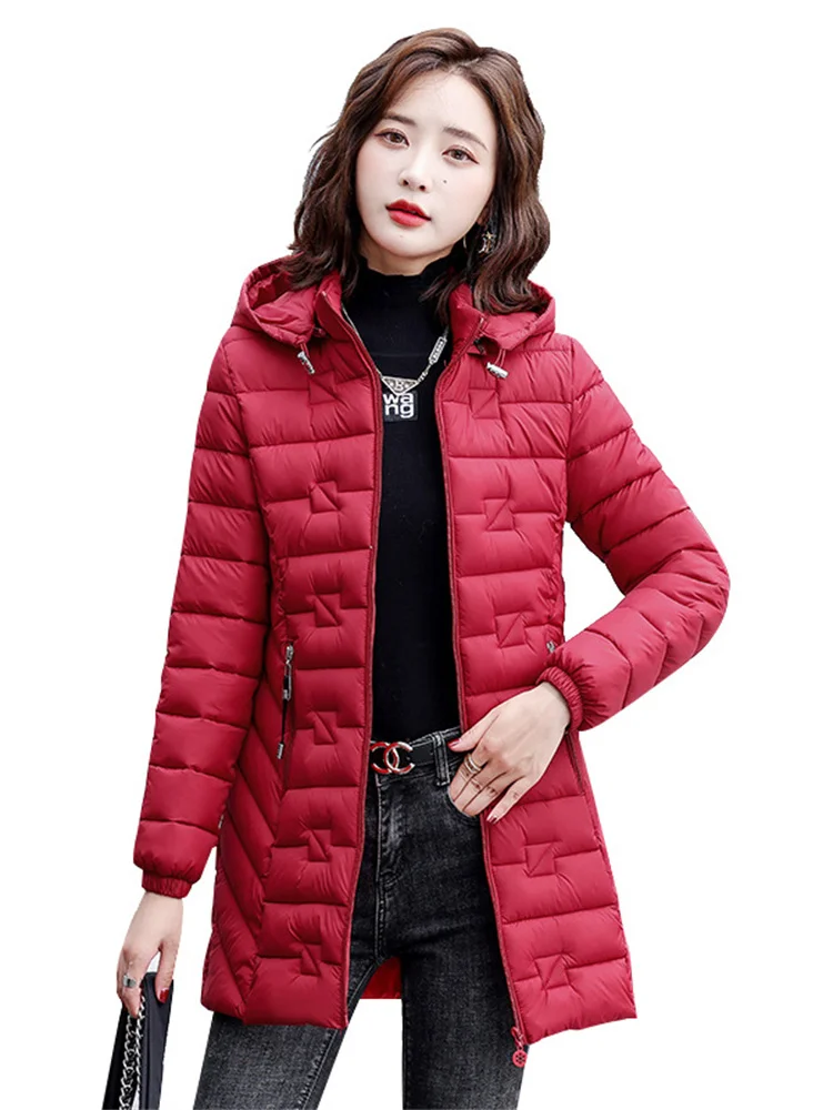 

Lightweight Cotton Jacket Women 2022 Winter Mid-length New Style Slim Jacket Solid Color Down Cotton Jackets JD2365