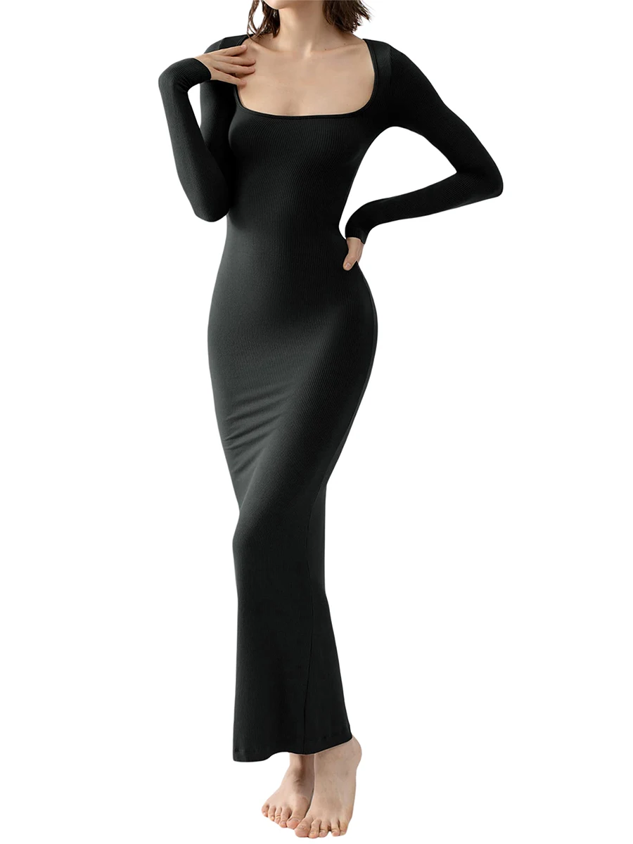 

Women Fishtail Bodycon Solid Spaghetti Straps Square Neck Sleeveless Slim Long Dress