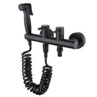 hot cold matte black brass handheld bidet shower sprayer with round mixer valve stainless steel 1 5 m hose
