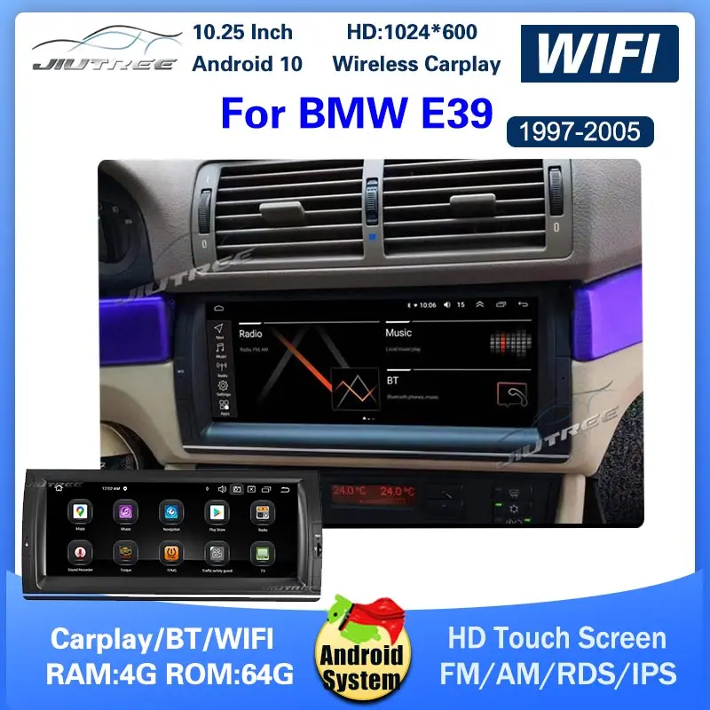 

Автомагнитола на Android 10 для BMW E39 1997-2005 с GPS-навигацией, автомобильный DVD мультимедийный плеер, автомобильный стерео аудио приемник