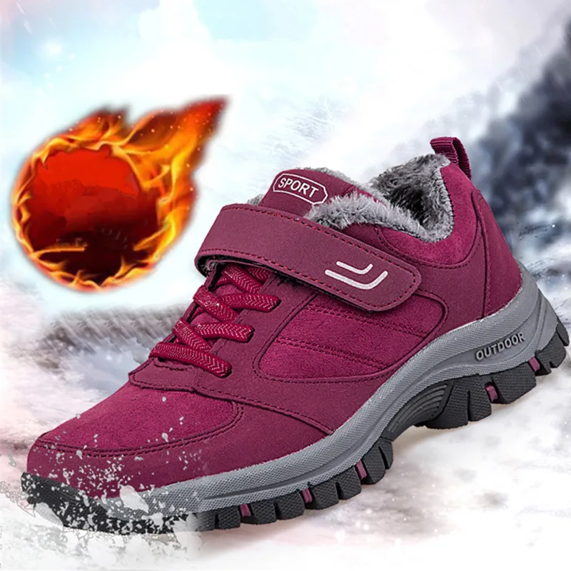 Men Women Plush Warm Climbing Shoes Winter Wear-resistant Hiking Sneaker Trekking Boot Unisex Non Slip OutdoorTourism Mountain