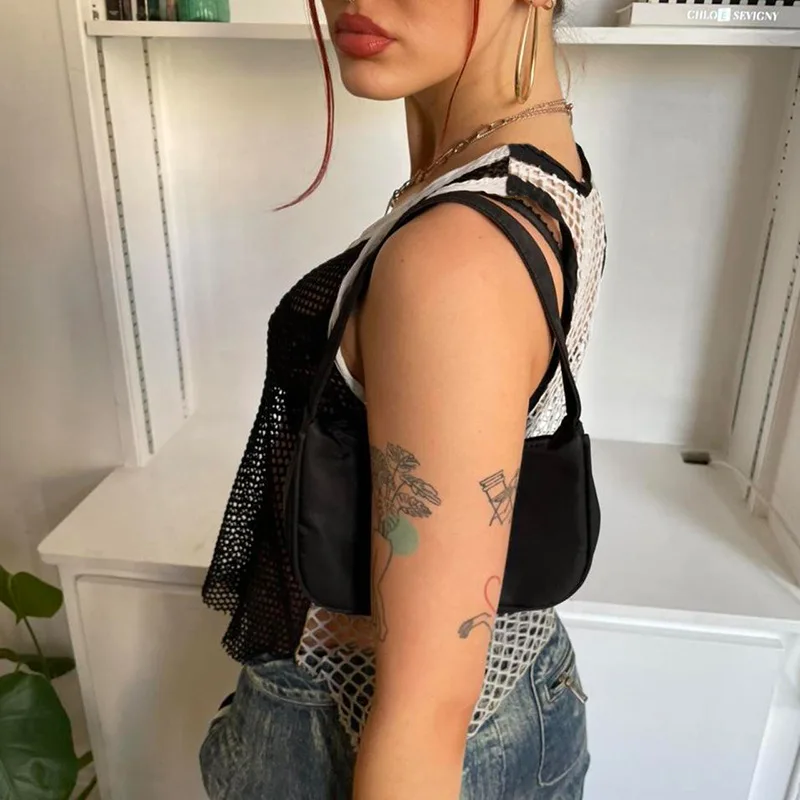 Y2k темная Академия гранж сетчатый топ винтажный Harajuku ажурный просвечивающий