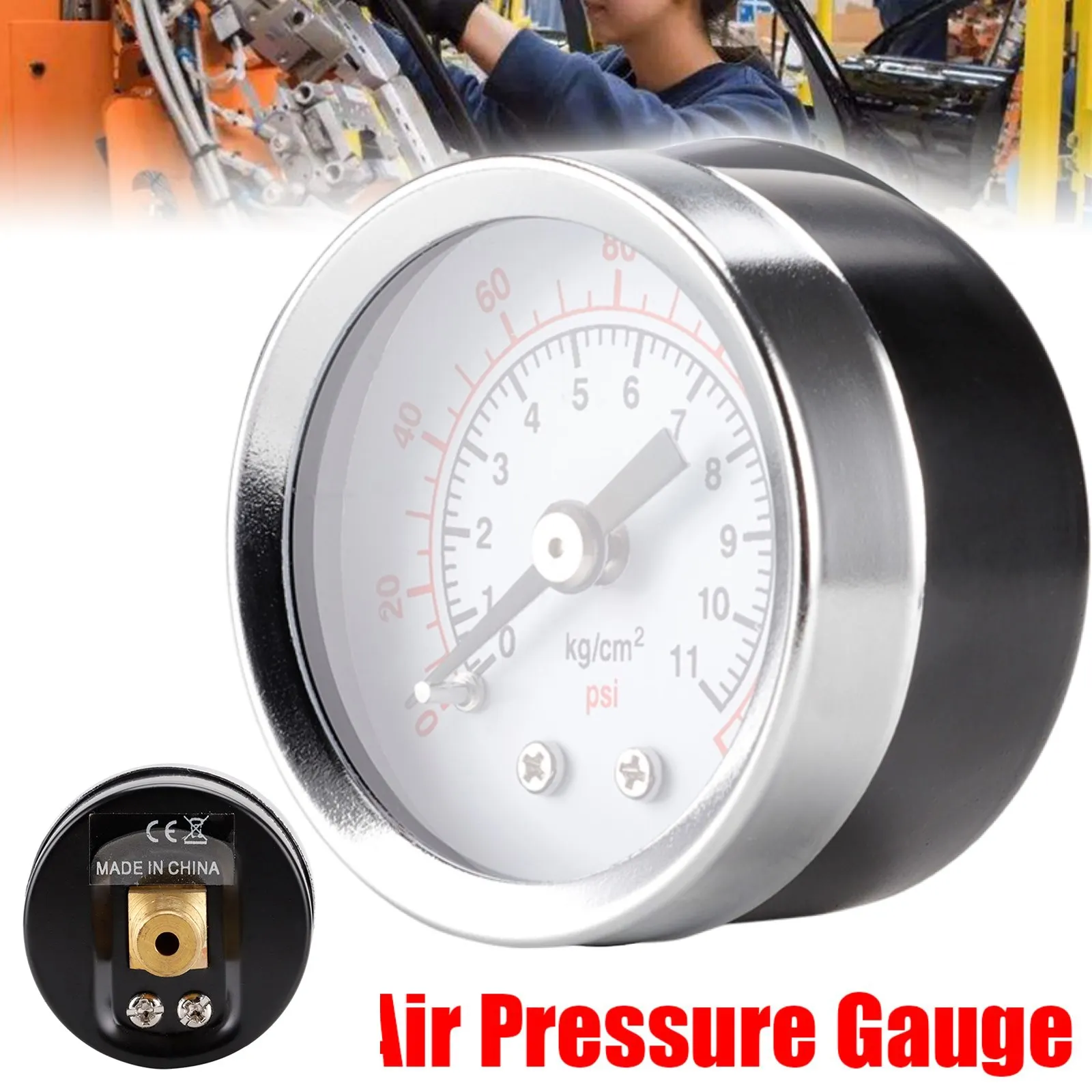 

Portable Air Pressure Gauge Detection Tools 1/8" NPT 0~160psi/0~10bar Steel Dual Scale Economical All Purpose Pressure Gauge