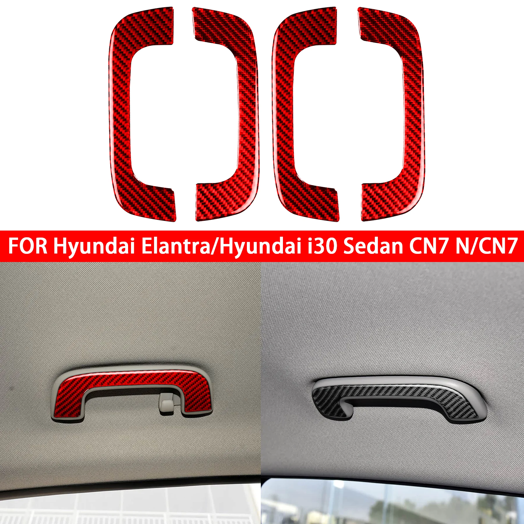 Фото Накладка на ручку задней двери из карбона для Hyundai Elantra CN7 i30 Sedan CN7N 2021-2026, аксессуары для интерьера автомобиля, наклейки №1
