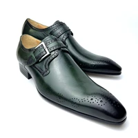 mens fashion genuine cow leather oxford shoes luxury monk straps shoes formal business wedding shoes single buckle shoes for men