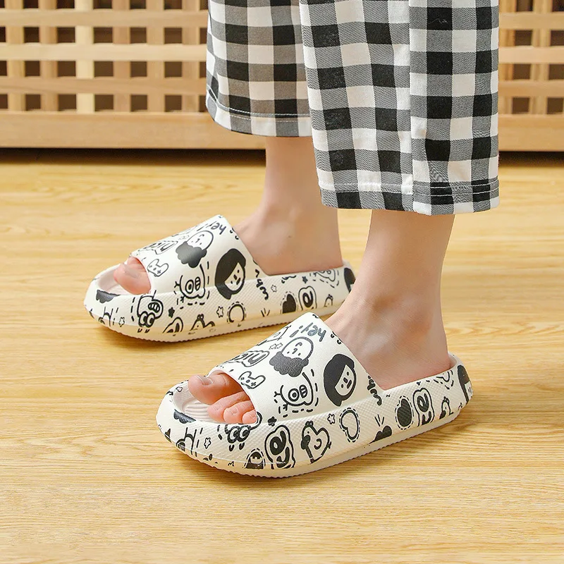 Thick Soled Slippers Girls Summer Personalized Printing Slippers Home Indoor Slippers Woman Slippers  Shoe Woman