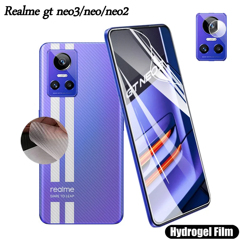 

mica realme gt neo2 neo3, hidrogel screen protector for realmi gt neo 2 realme gt neo 3 hydrogel protective film + back & camera protection / not tempered glass cristal realme gt neo 3t