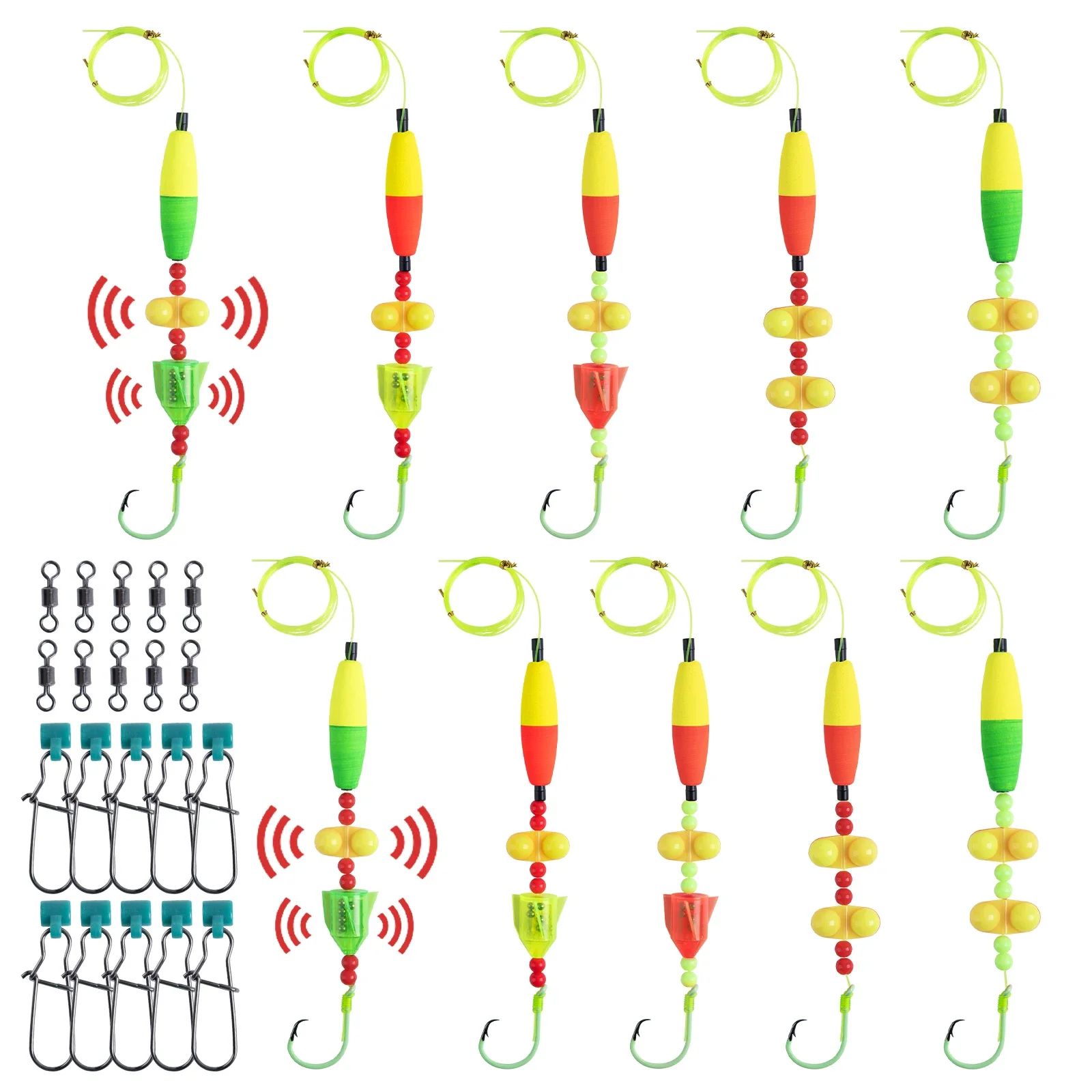 Unyle Fishing Rig 5 упаковок погремушки для сома с двойными бусинами-погремушками из