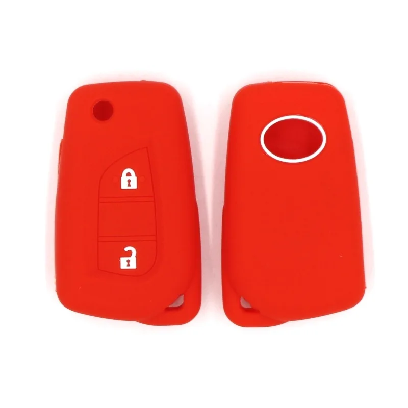 

Silicone Rubber Car Key Cover Case Shell Set Protector Fob for Toyota Aygo Yaris Highlander Camry RAV4 2 Button Key Holder