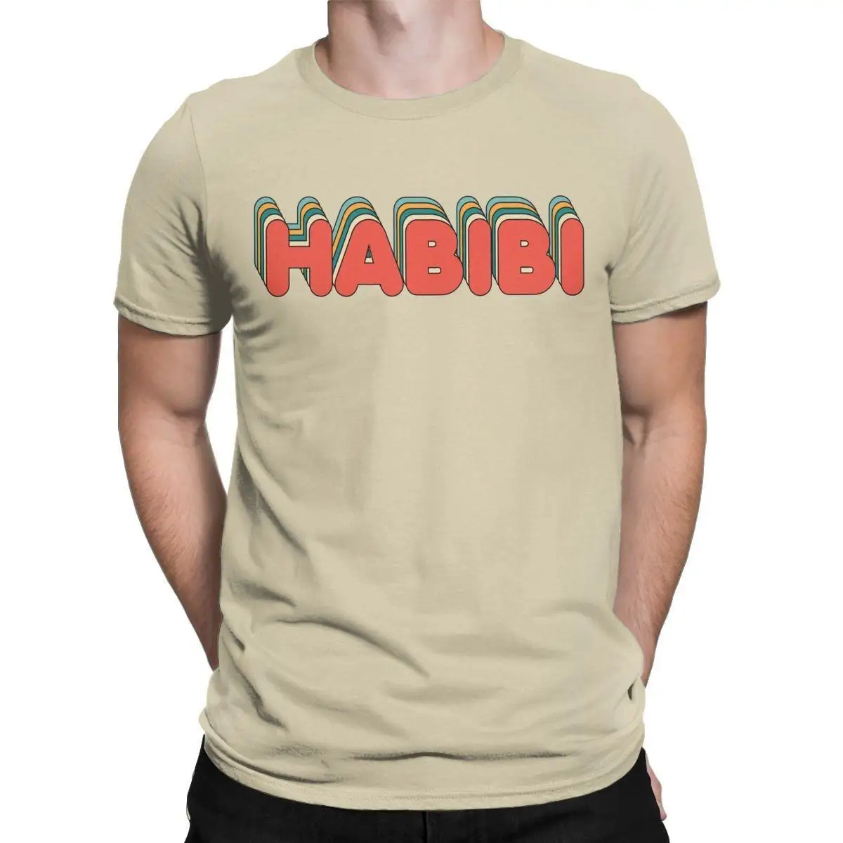 Leisure Retro Habibi Arabic T-Shirts for Men Crewneck Cotton T Shirt Short Sleeve Tees Original Clothes