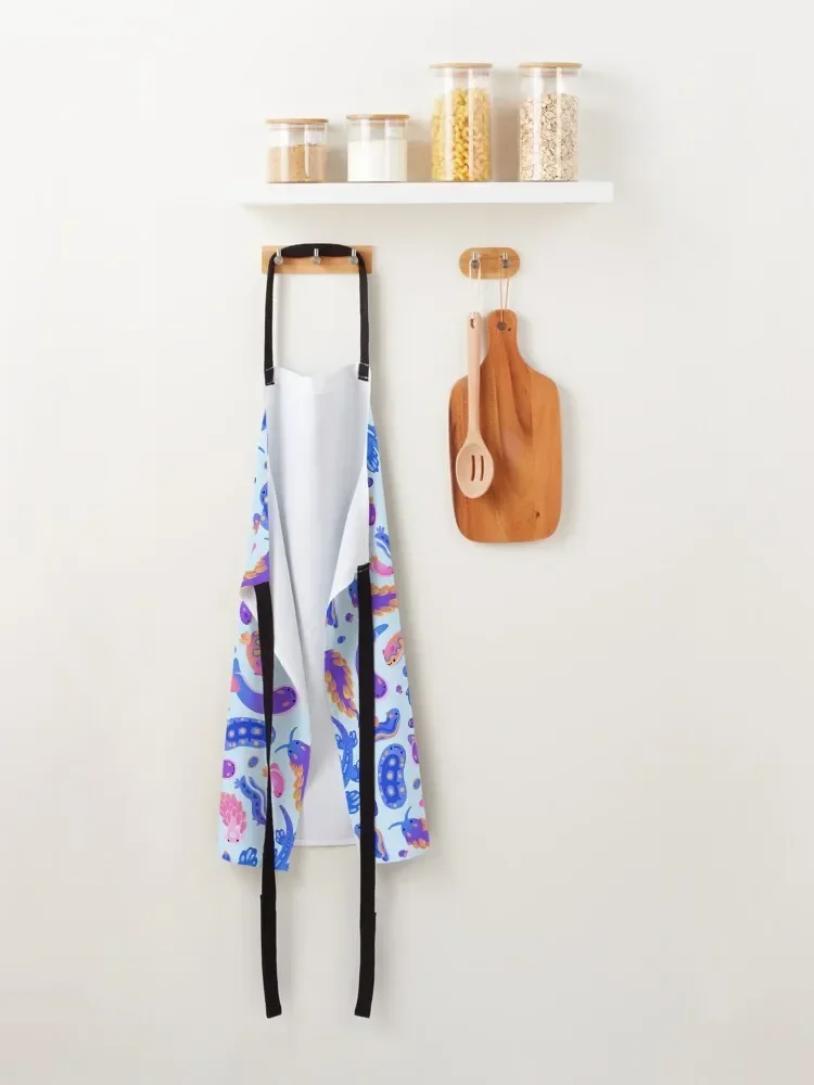 Морской слизня - пастельно-синий фартук Кулинарный женский для кемпинга