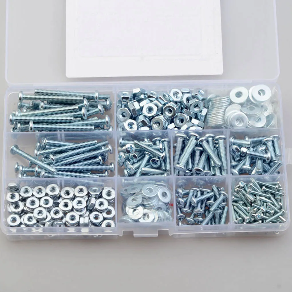 

650pcs M2 Carbon Steel Torx Head Screw Bolt Nut Washer Set Screws Assortment Kit Hex Button Socket Heads Thread Machine Bolts