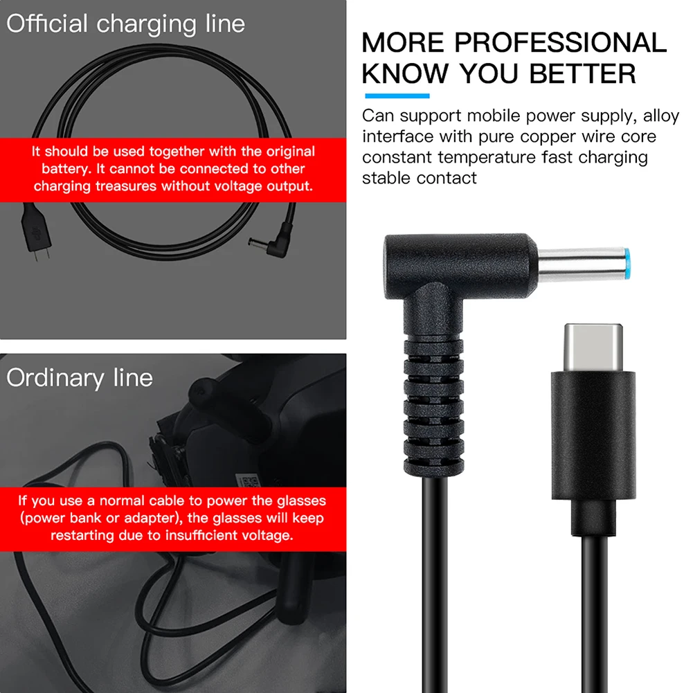 

Зарядный шнур, запасной портативный кабель для подключения аккумулятора, легкий, для DJI FPV Avata Goggles 2, аксессуары