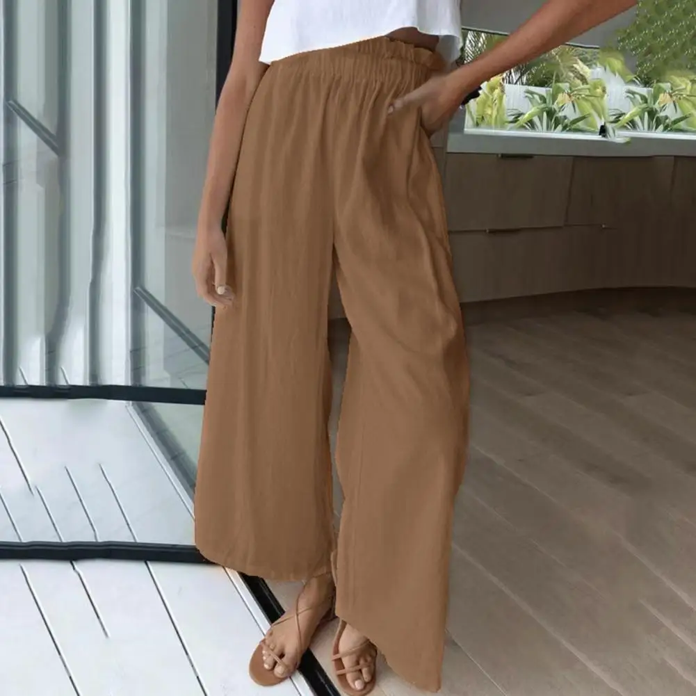 

Wide Leg Pants Elegant Dress-up Cotton Linen High Elastic Waist Palazzo Trousers Casual High Waist Wide Leg Pants For Women