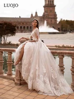 luojo boho wedding dress a line 2022 o neck half sleevesappliques tea length bridal gown for women custom made vestidos de novia
