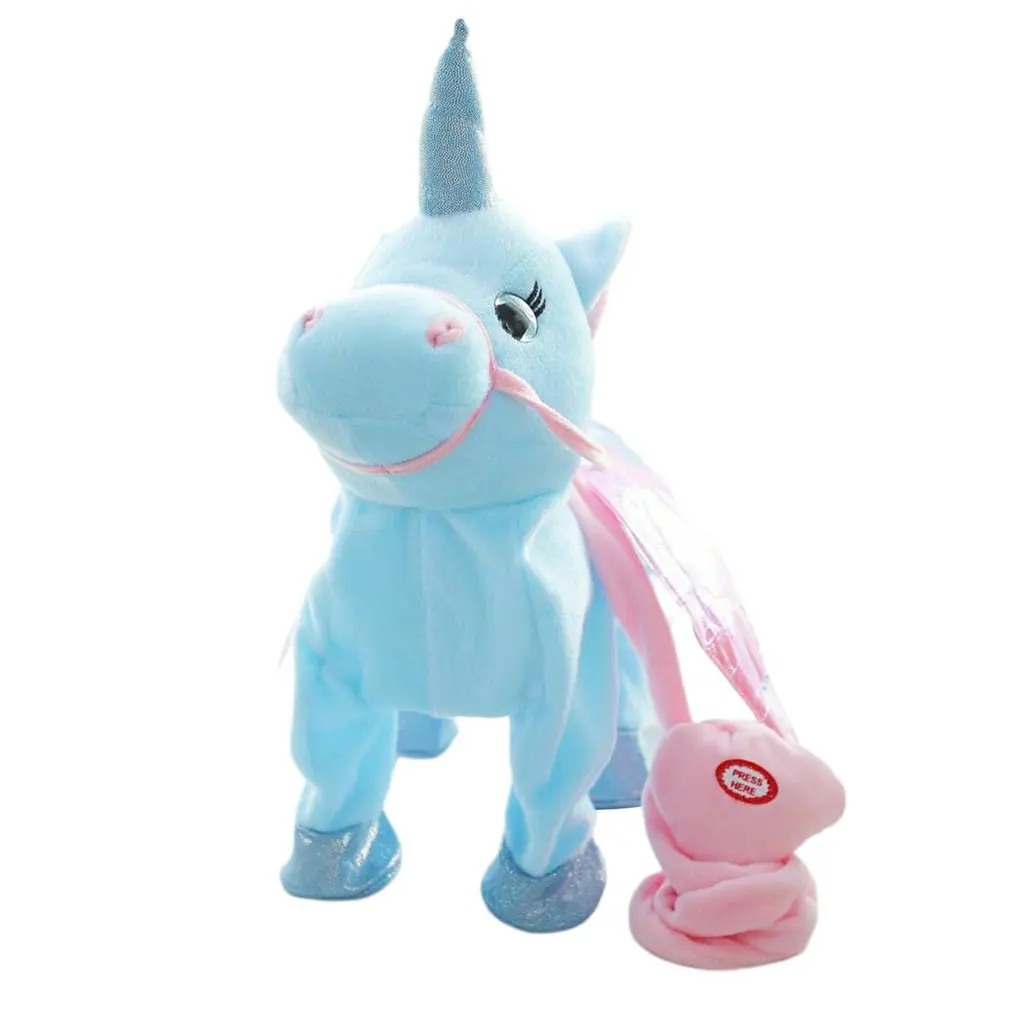 

Электрическая игрушка-единорог, поводок для домашних животных, плюшевые Крылья, мягкие игрушки-животные, Поющая песня, гуляющая, скручивающ...