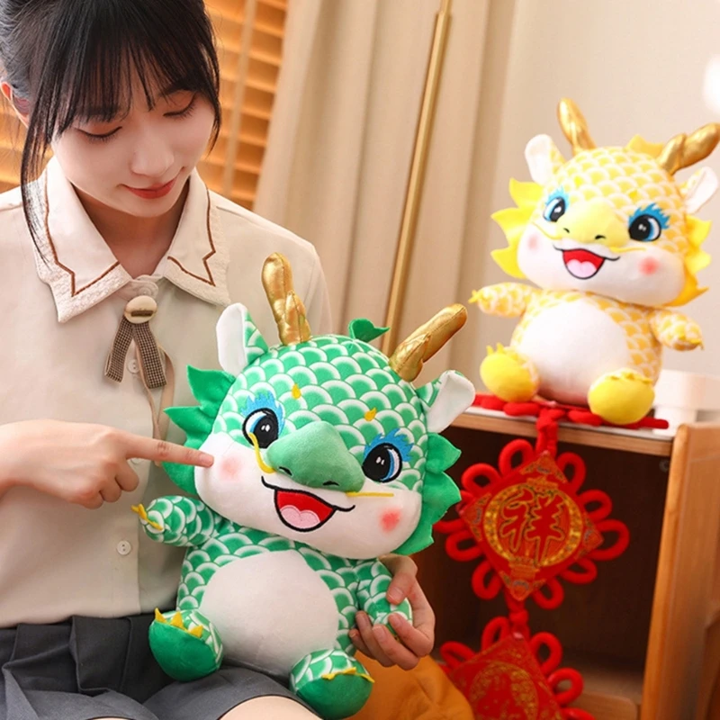

77HD китайская кукла ZodiacDragon, плюшевая игрушка для детей, праздничный дракон, милая игрушка-обнимашка, мягкая настроение,