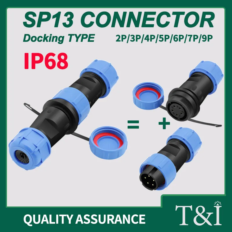 

IP68 SP13 Docking Aviation Connector Butt Joint Male & Female Socket 2/3/4/5/6/7/9Pins Waterproof Plugs Solderless Installation