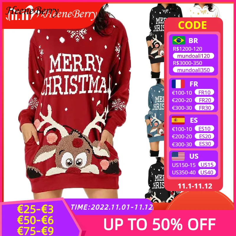 

Модное рождественское короткое платье с принтом снежинок, зимнее женское платье-туника, женское повседневное вечернее праздничное платье, ...