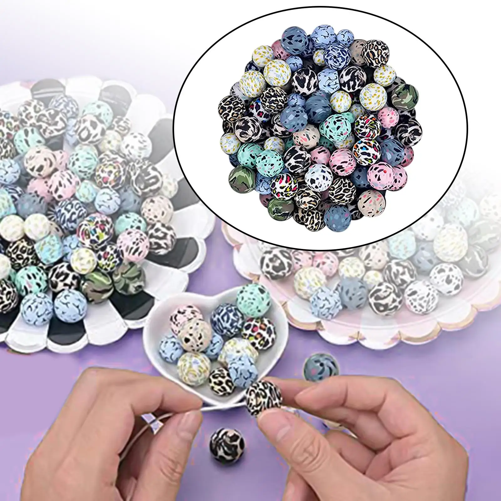 

50Pcs Round Silicone Beads Jewelry Making Anklet Loose Spacer Bead Macrame