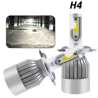2x c6 led h4 super bright cob car headlight led spot fog lamp bulb 72w 7600lm waterproof headlamp automobile head led night auto