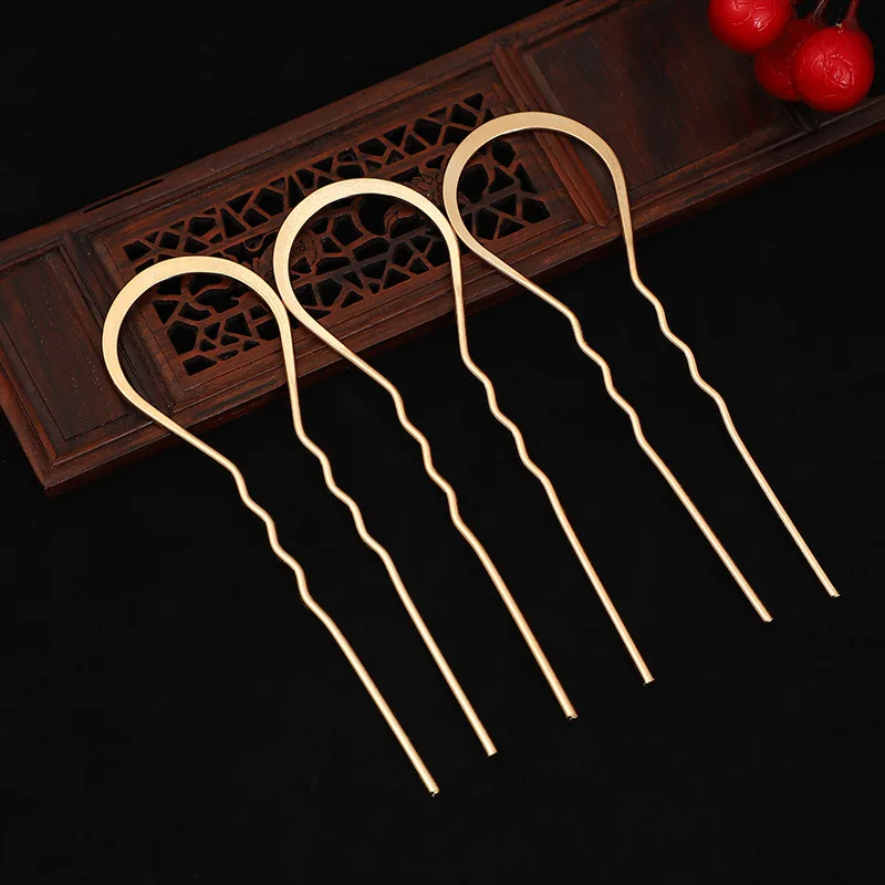 10pcs 105mm U Shape Hair Sticks Pin Clip Hairpin Chinese Headdresses Gums for Girl Woman Bridal Barrettes Accessories Decoration - купить по