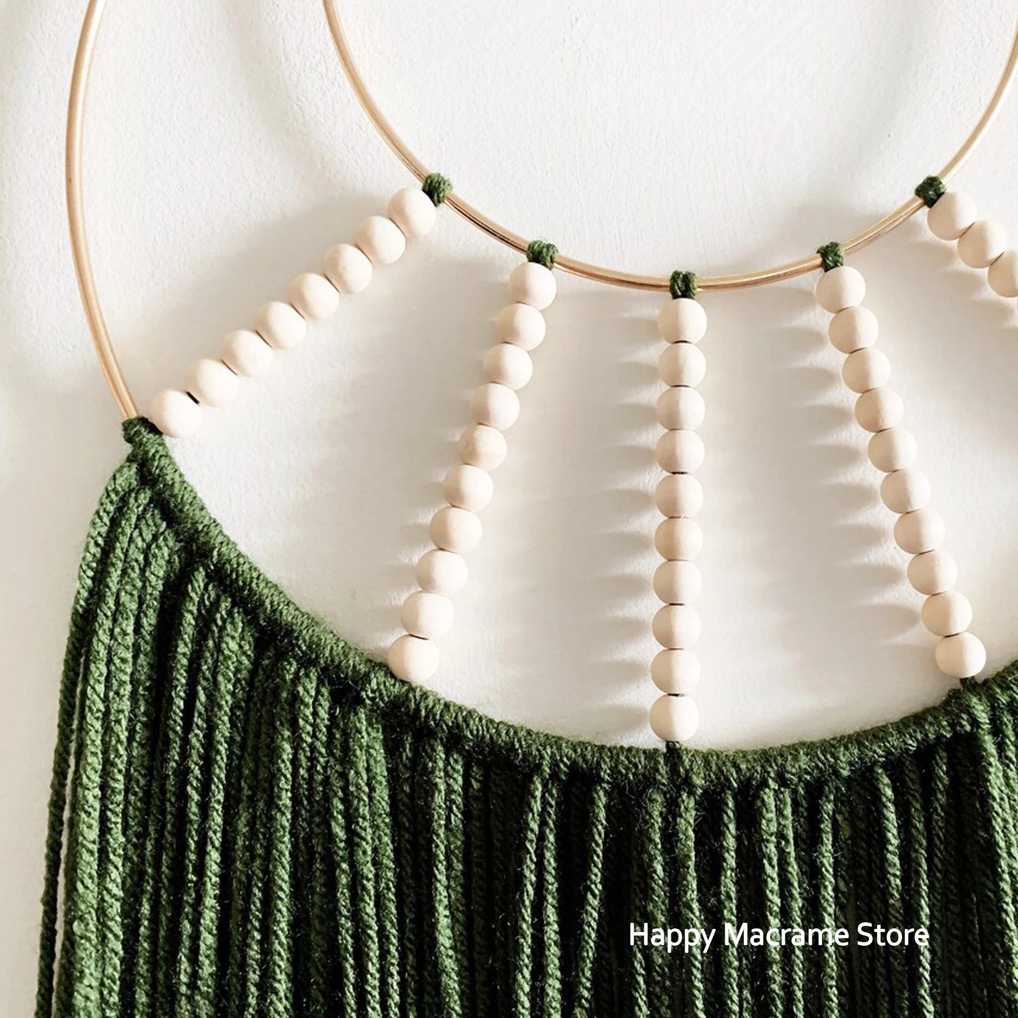 Макраме зеленый обод из бисера круговой настенный подвесной богемный макраме