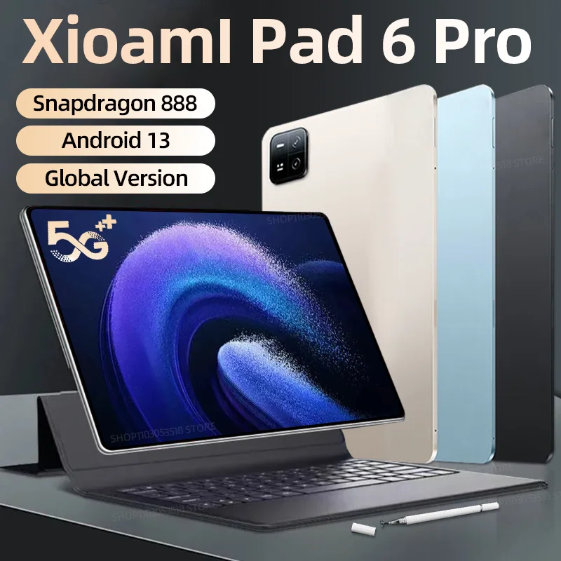

2023 New Original Global Pad 6 Pro Tablet Android 13 Snapdragon 888 16GB+512GB Tablets PC 5G Dual SIM Card or WIFI HD 4K Mi Tab