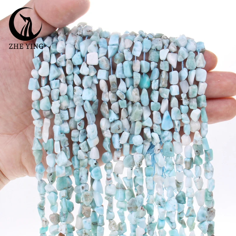 

6-8mm Irregular Natural Genuine Larimar Stone Beads Loose Spacer Beads For DIY Jewelry Making Bracelet Necklace 15inch
