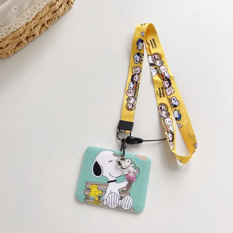 Держатель для удостоверения личности с рисунком Снупи ремешок чехол карты на