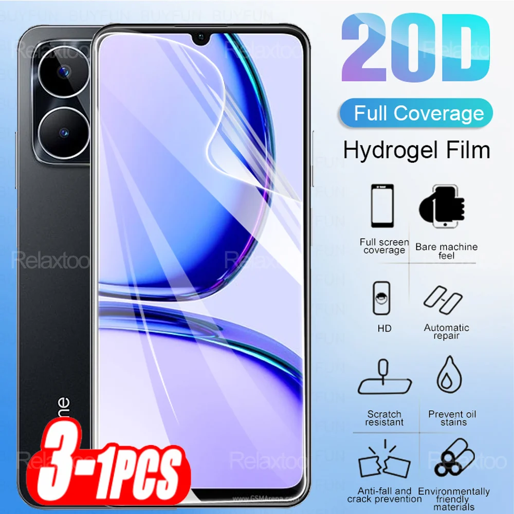 

3-1Pcs 20D Hydrogel Film For Realme C53 4G Clear Screen Protector Not Glass Realmy Realmi C 53 53C RealmeC53 RMX3760 2023 6.74''