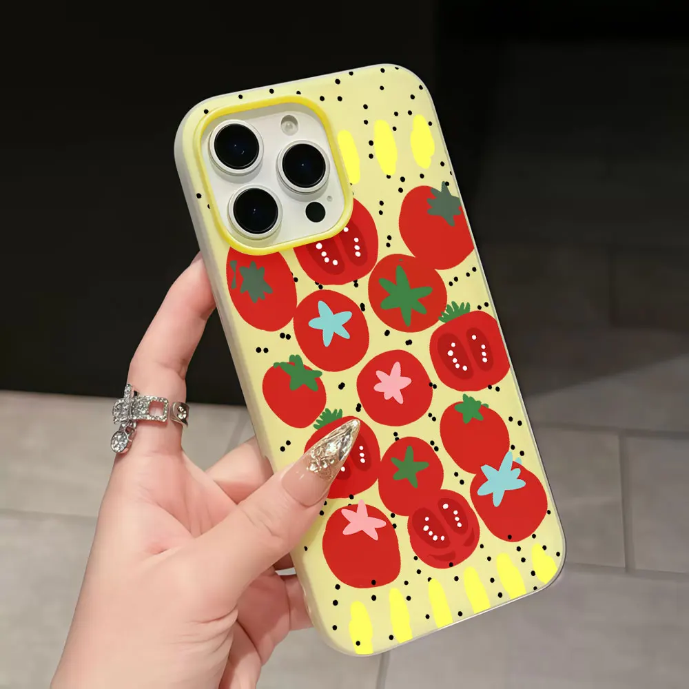 Фото Противоударный чехол-бампер для Redmi Note 14 11 10 13 12 Pro Plus 5G 4G 14C 13C 15C, матовый, 2-в-1, с акварельным рисунком «Томат» №4