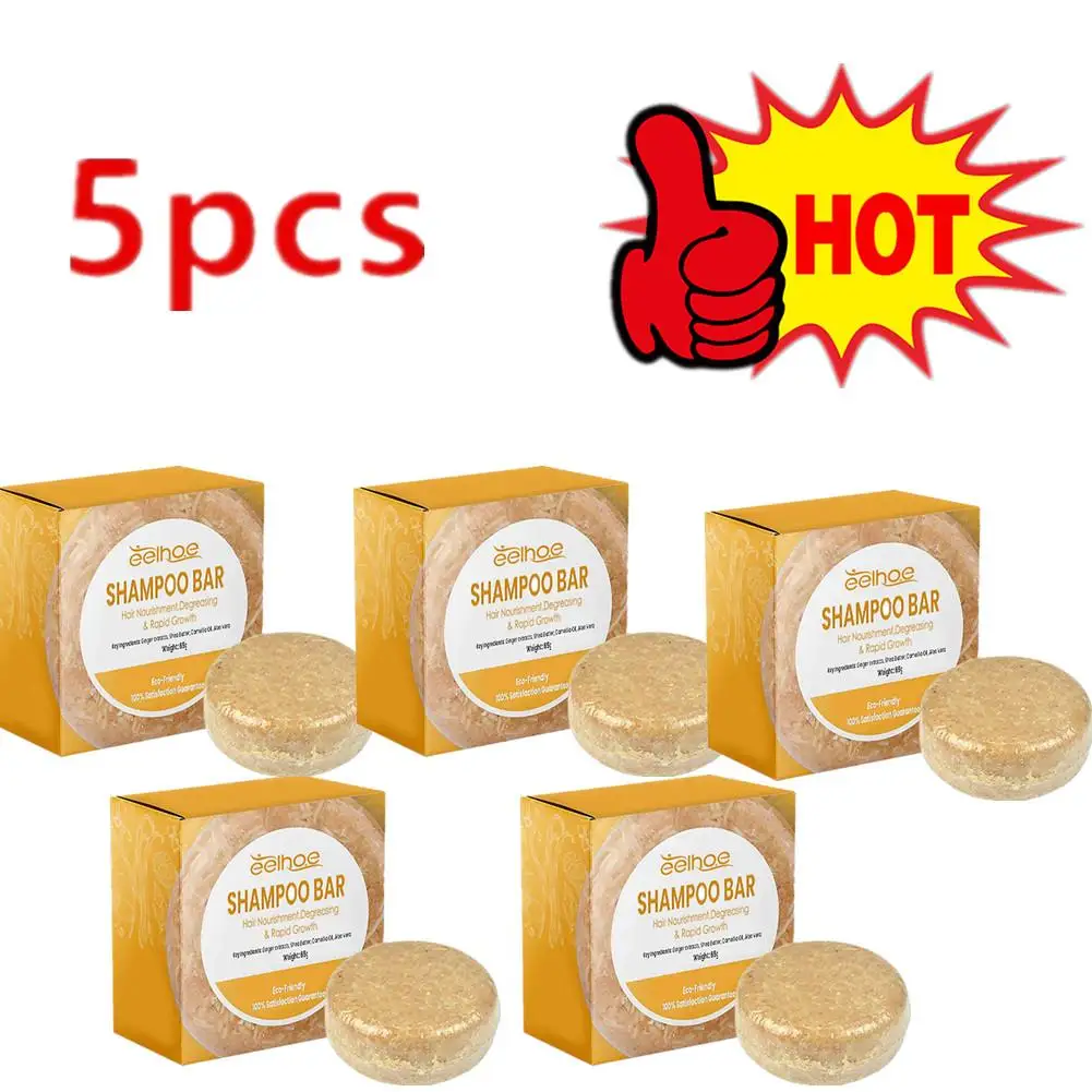 

5PCS Ginger Shampoo Soap Soap Shampoo Organic Handmade Cold Processed Soap Promotes Oil Control Bar Hair Shampoo 65g