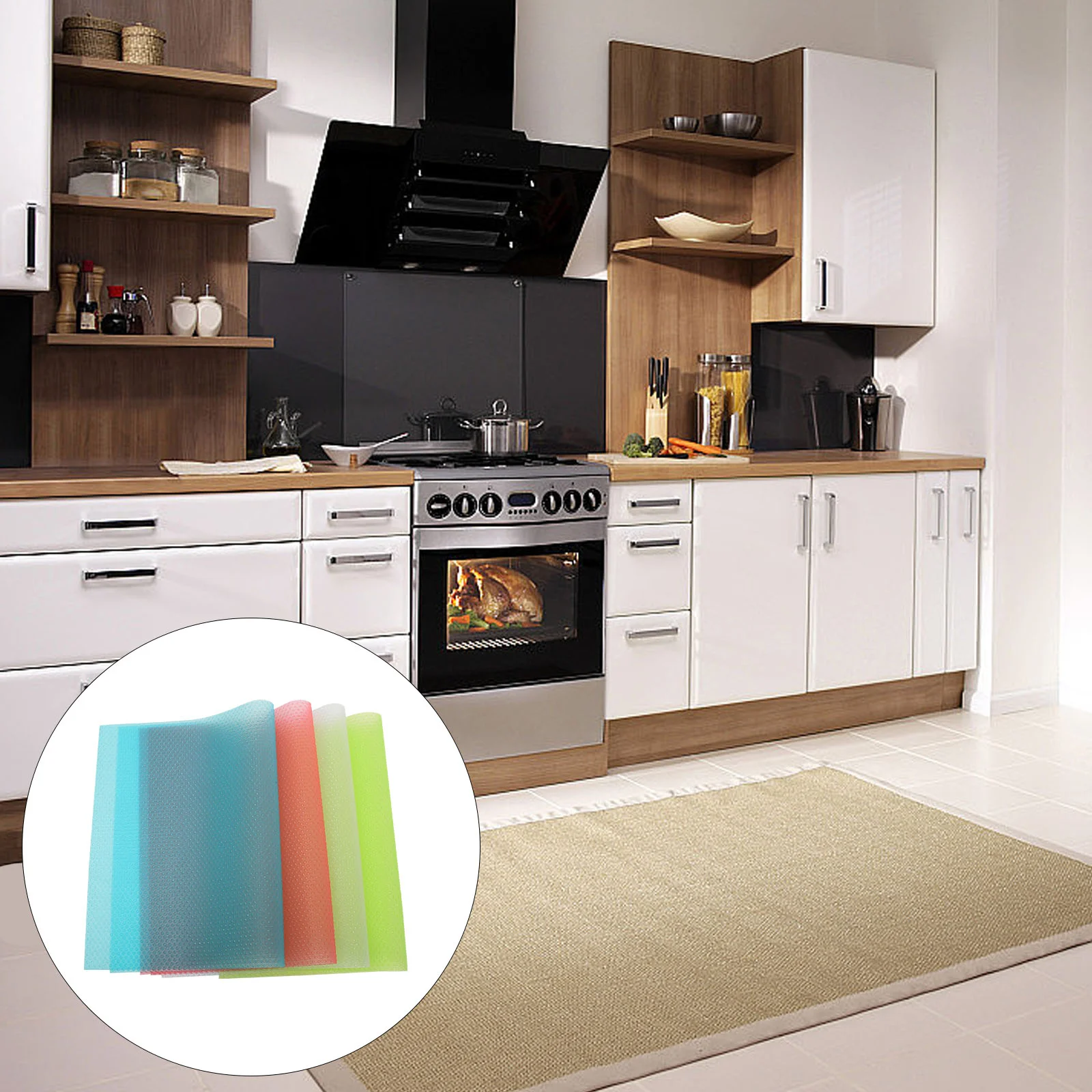 

8pcs Refrigerator Liners Mats Washable Fridge Shelf Anti-skid Cabinet Cushions