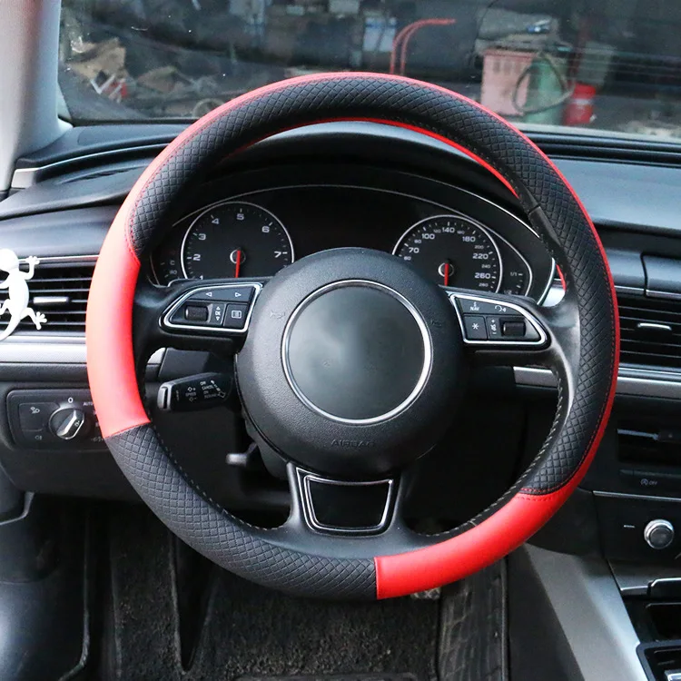

Automobile steering wheel cover for men and women leather all season general purpose breathable non slip
