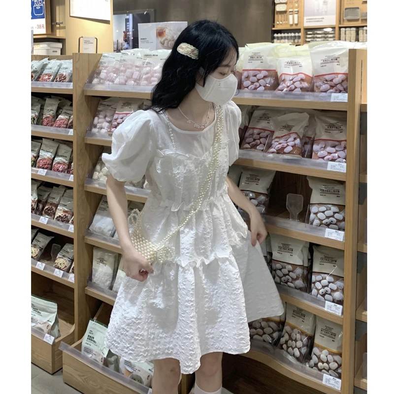 

Женское платье с рюшами, пышная юбка в стиле пэчворк, с высокой талией, в иностранном стиле, лето 2022