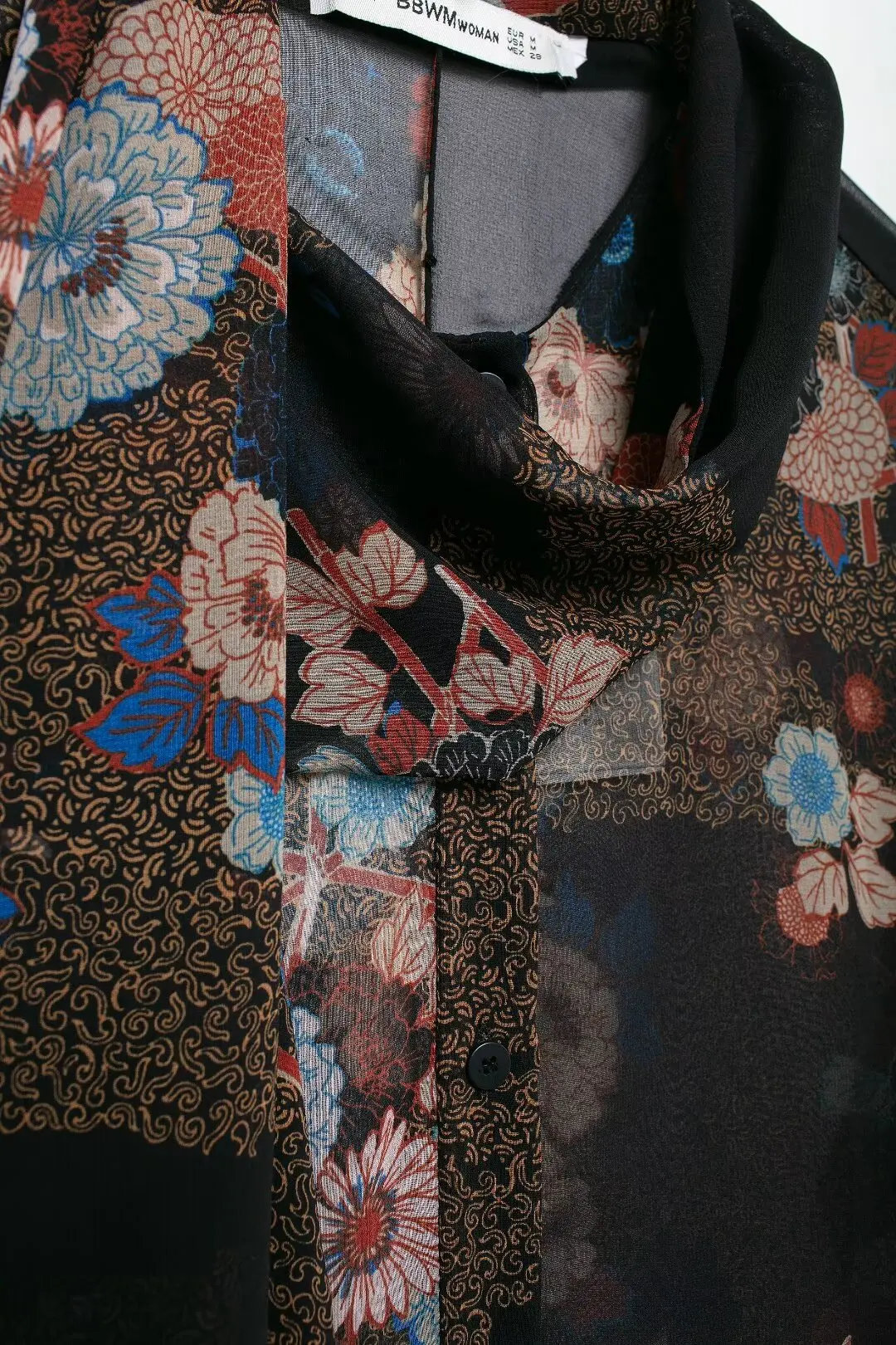 Женская шифоновая блузка с длинным рукавом цветочным принтом