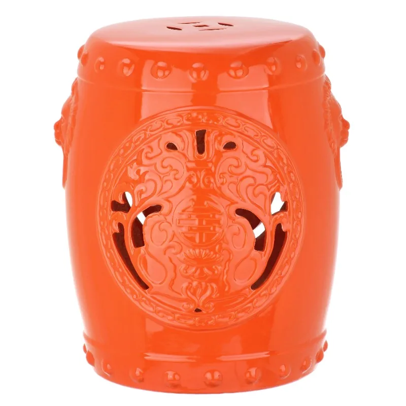 

Safavieh Dragon Coin Indoor/Outdoor Garden Patio Stool, Orange