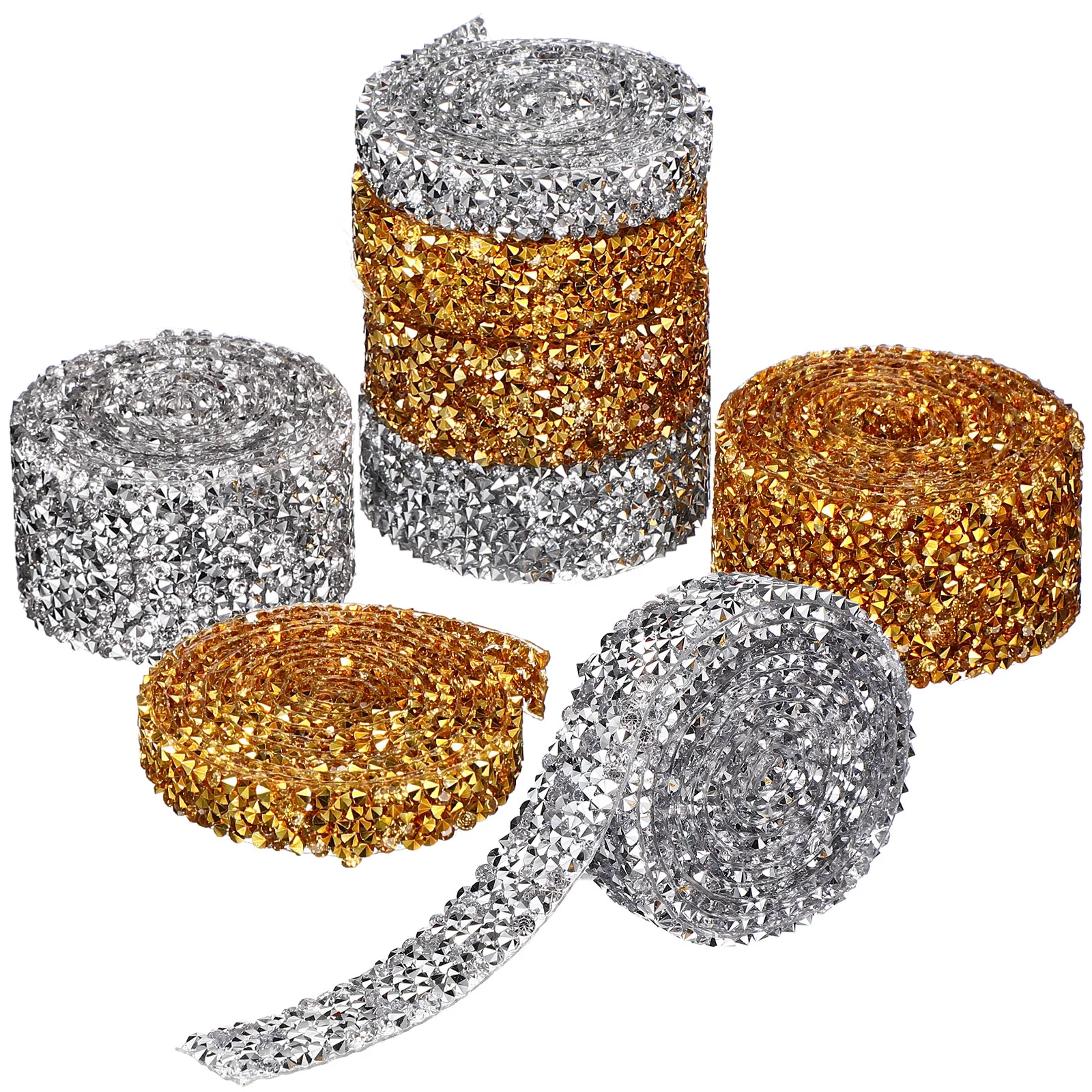 

8 Rolls Resin Rhinestone Ribbons Self-adhesive Ribbon Roll Glitter Resin Diamond Ribbons for Crafts