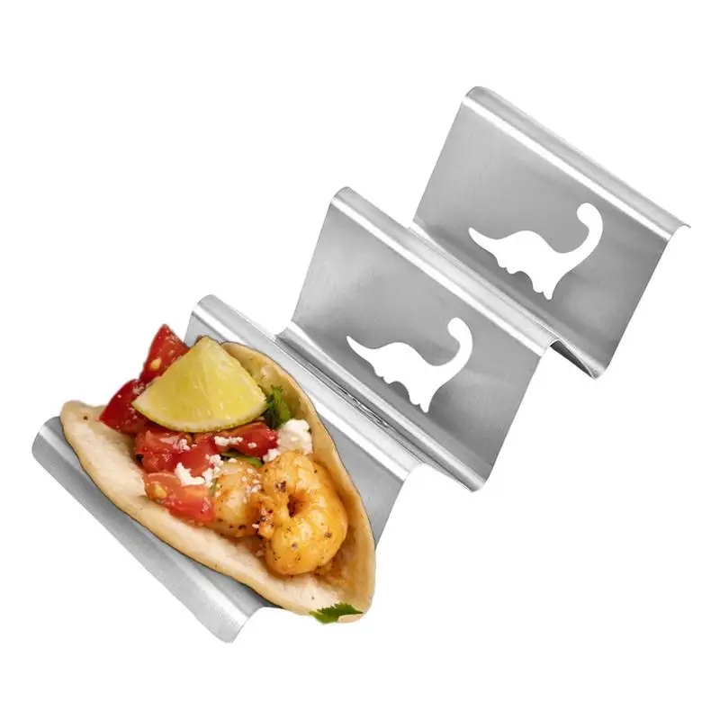 

Dishwasher Safe Taco Holder Stainless Steel Pancake Stand Dinosaur Tray Holder Mexican Roll Rack Can Hold Up To 3 Tacos