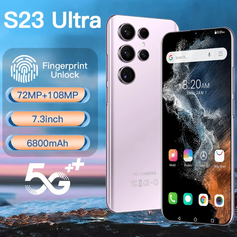 

Brand New S23 Ultra 5G Smartphone 7.3 Inch Full Screen Telephone 16GB+1TB Mobile Phones Global Version Android 13 Cell Phone