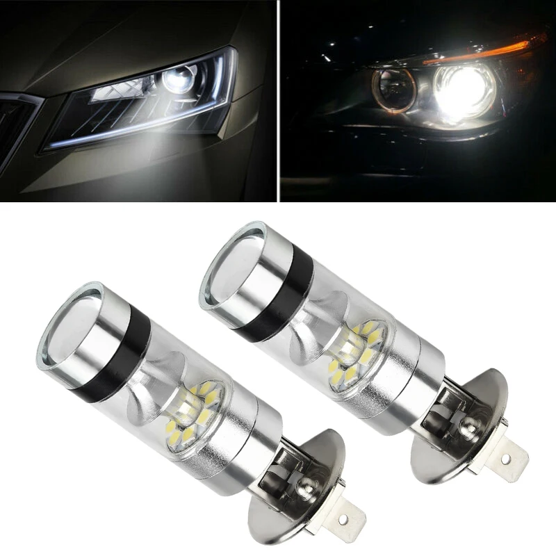 

2 Pcs 100W H1 LED Fog Light Driving Bulb 12V Fog Lamp Headlamp 1000LM 6000K Car Headlight Car Accessories