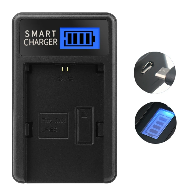 LP-E6 LPE6 USB-зарядное устройство с ЖК-дисплеем для 5D Mark II III D46B